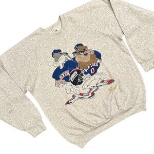 NFL Looney Tunes New York Giants Sweater Men Gray Vintage Bugs Bunny Taz